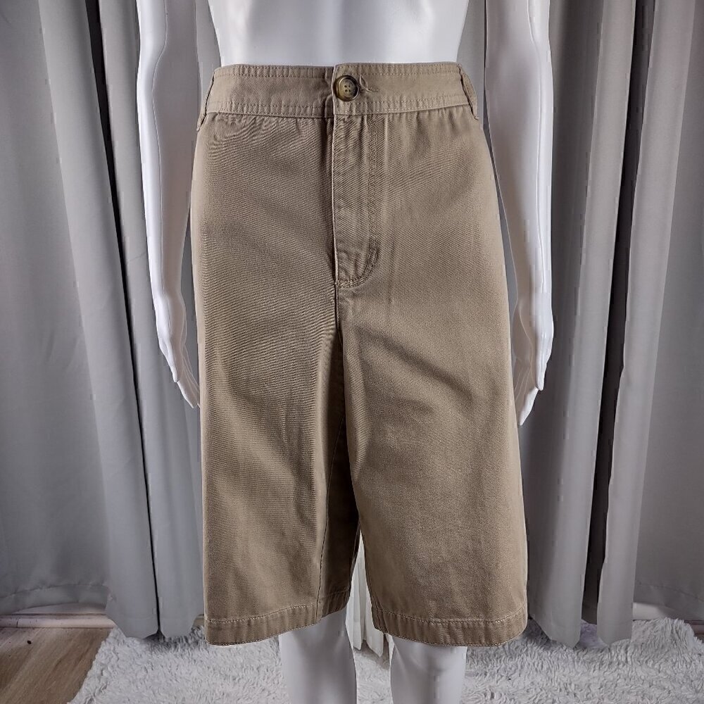 Liz Claiborne Women's 100% Cotton Tan, Beige, Khaki Three Pocket Shorts. Size 14 - Picture 2 of 10